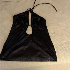 Comfortable sexy Black Halter Top with Keyhole Design